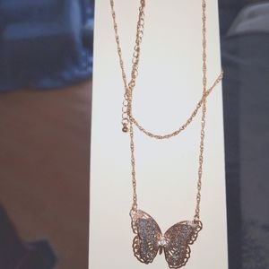 Lauren Conrad Butterfly 32" gold necklace